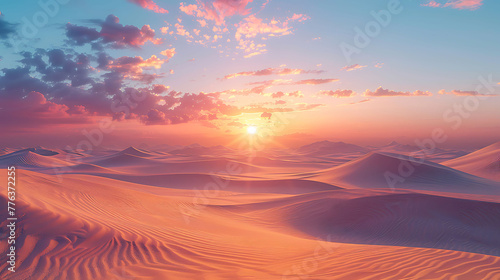 Sand dunes kissed by the warm glow of sunset