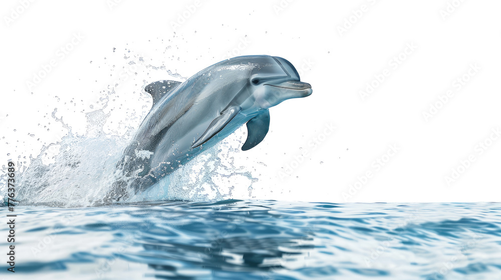 Naklejka premium Dolphin jumping from water cutout png isolated on white or transparent background 