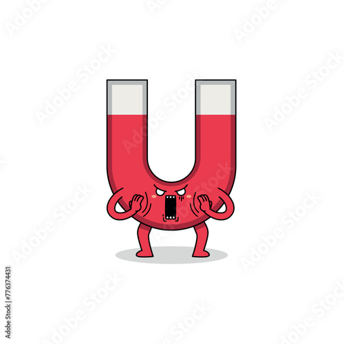 Cute magnet cartoon character shocked expression doodle