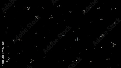 Animation of colorful arabic letters. Commercially used as background. looping animation. Arabic ornaments blinking animation. 4k quality resolution.  photo