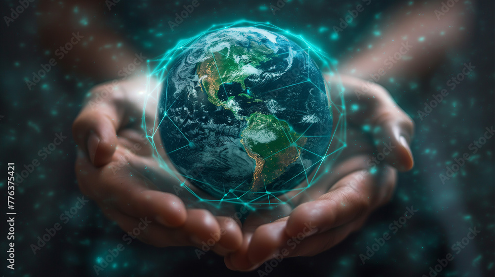 Hand holding virtual global internet connection and digital marketing, Financial and banking on social networking and customer data analytics Hand holding virtual global internet connection and digital marketing, Financial and banking on social networking and customer data analytics