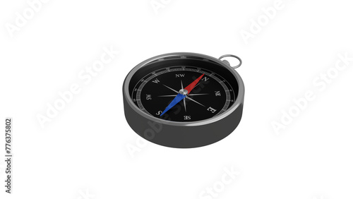 Classic pocket compass isolated on transparent and white background. Navigation concept. 3D render