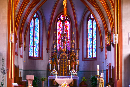 Innenansicht der katholische Pfarrkirche Herz Jesu in Kirchzell, Landkreis Miltenberg (Bayern)  photo