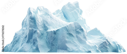 Massive Iceberg Drifting in Ocean. Transparent Background PNG