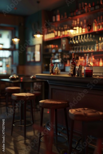 interior of empty bar pub Generative AI © València
