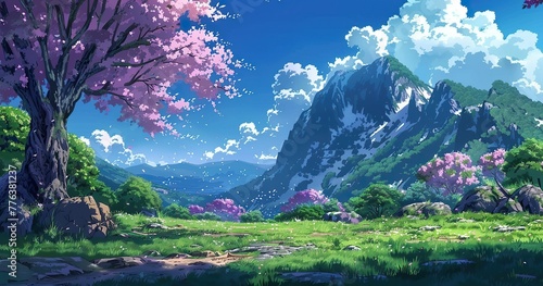 screenshot from an anime, beautiful background photo