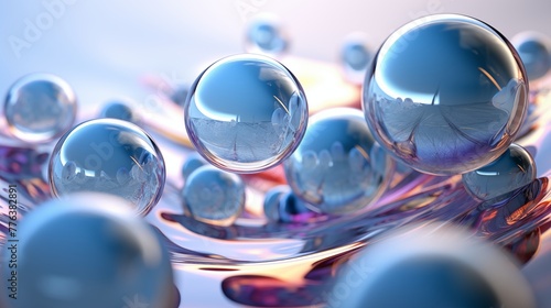 Futuristic 3D Rendered Glass Spheres with Metallic Reflection.