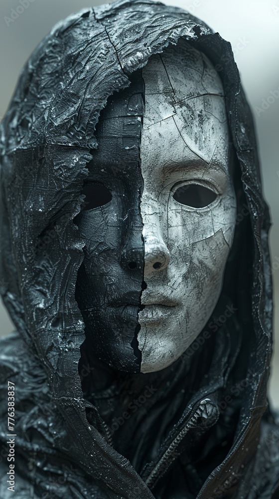 Explore the inner conflict of a character wearing a mask to hide their true self, delving into the layers of deception they've built Explore the inner conflict of a character wearing a mask to hide their true self, delving into the layers of deception they've built