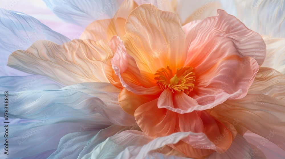 Fototapeta premium Soft Coral Fabric Flower Close-up