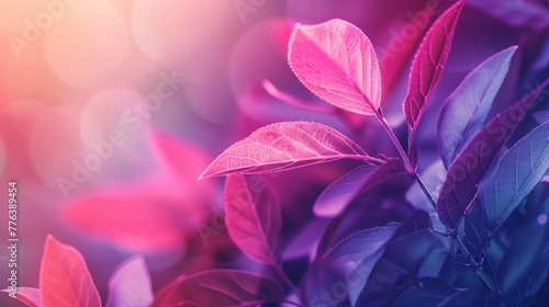 Vibrant Blue and Pink Leaves Abstract Nature Background © irissca