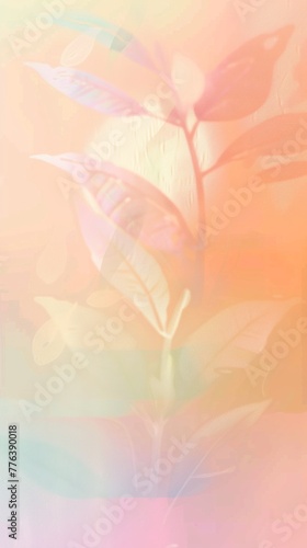Abstract Soft Focus Leaves with Warm Light Overlay