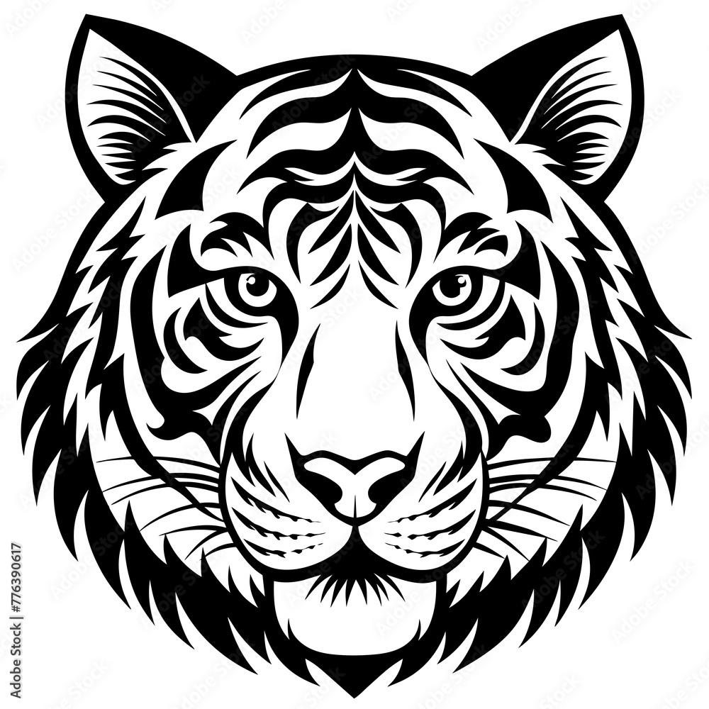 tiger head silhouette vector illustration svg file
