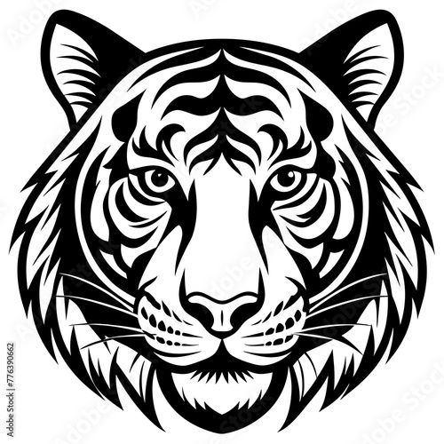tiger head silhouette vector illustration svg file 