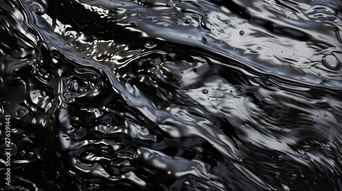 liquid black oil close up background, textured swirl