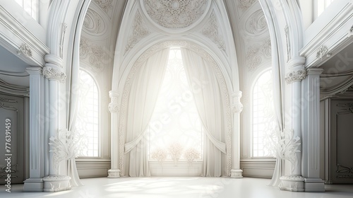 white wall interior castle photo realistic UHD Wallpaper