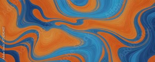 Background of curved lines. Combination of orange and blue. Abstract wallpaper.