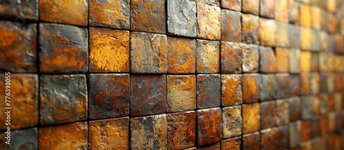Brown and yellow brick wall close-up