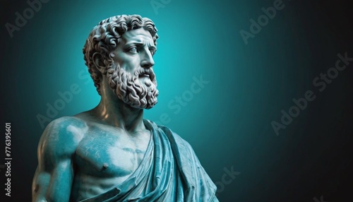 Stoic philosopher Thinking Statue with gradient color background