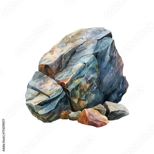 boulder rock vector illustration in watercolor style