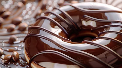 Donut au chocolat brillant et succulent photo