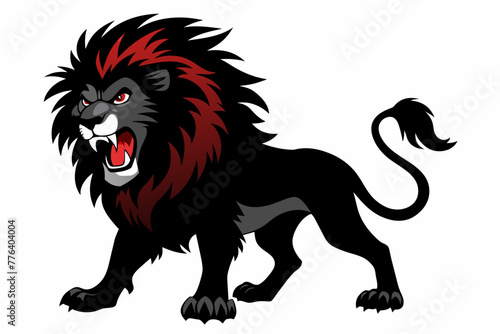 crazy lion vector silhouette on white background 