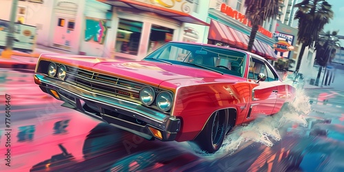 muscle car illustration, motors, roadtrips, ai image of cars © Nikita