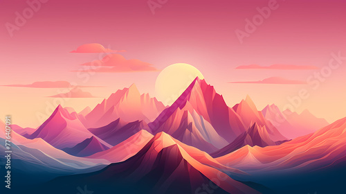 Gradient Abstract Mountain Background Design © ma