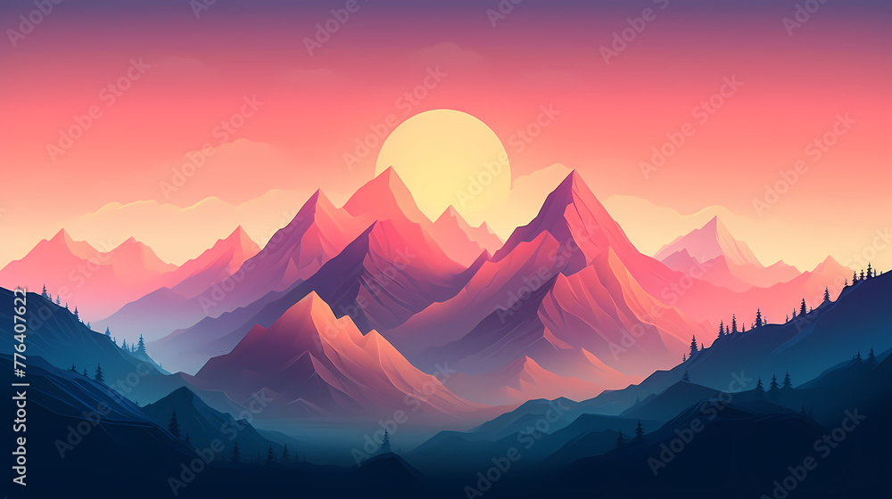 Gradient Abstract Mountain Background Design