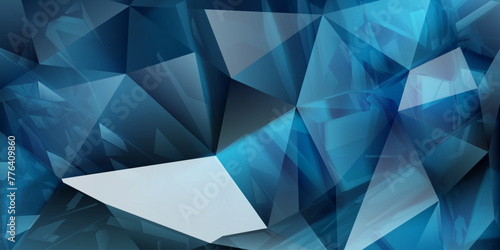 Abstract background of crystals in blue colors with highlights on the facets and refracting of light