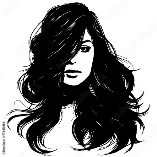 Stylized Black Vector Woman's Portrait
