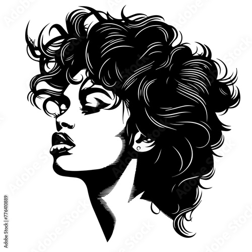 Stylized Black Vector Woman's Portrait
