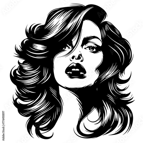 Stylized Black Vector Woman's Portrait
