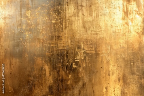 A brushed gold and beige metallic background, the texture is warm and inviting yet reveals subtle signs of wear and tarnish created with Generative AI Technology