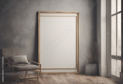 Mock-up poster frame in atelier 3d render © ArtisticLens