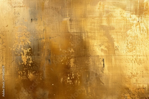 A brushed gold and beige metallic background, the texture is warm and inviting yet reveals subtle signs of wear and tarnish created with Generative AI Technology