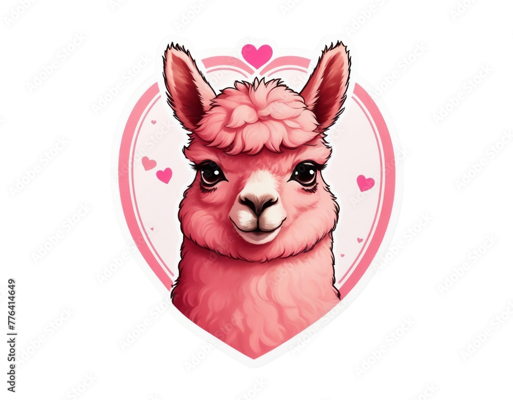 Fototapeta premium graphics funny animal pink llama