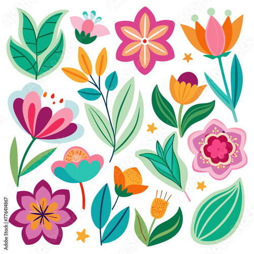 Floral Symphony: A Vibrant Vector Illustration of a Colourful Rose and Other Flowers Pattern Design