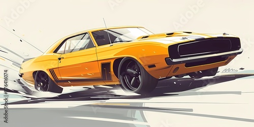 muscle car illustration  motors  roadtrips  ai image of cars