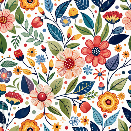 Nature’s Canvas: A Vibrant Vector Illustration of a Colorful Floral Pattern Design