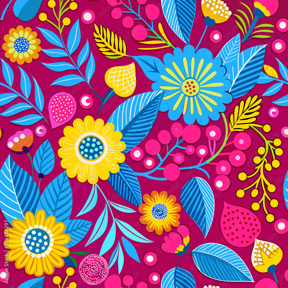 Nature’s Canvas: A Vibrant Vector Illustration of a Colorful Floral Pattern Design Nature’s Canvas: A Vibrant Vector Illustration of a Colorful Floral Pattern Design