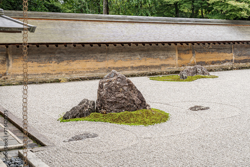 Zen Rock Garden in Ryoanji Temple in Kyoto.
This famous rock garden was built around the year 1450.
