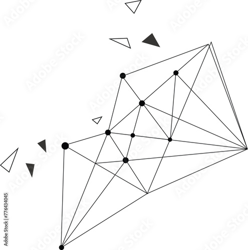 background with Loopable polygon blockchain technology network futuristic abstract black net on white background