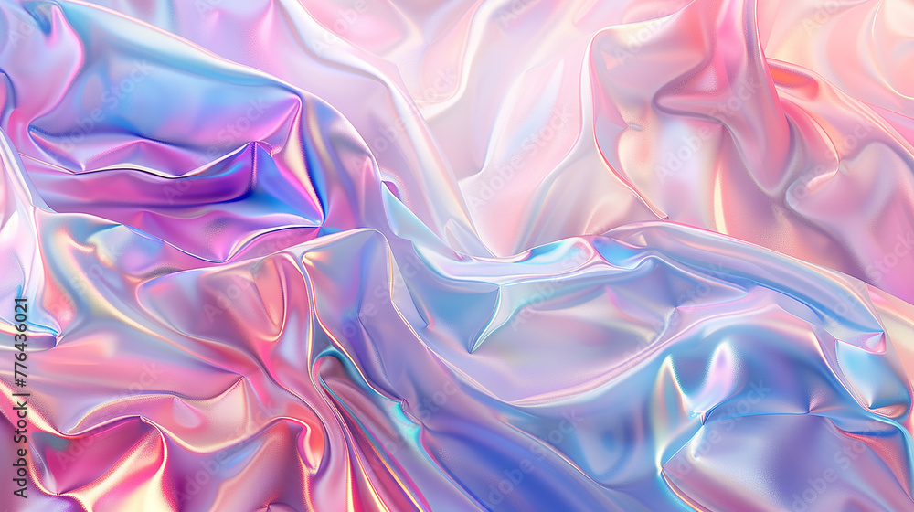 Fototapeta premium 3D iridescent background with pastel pink and blue-AI generated image 