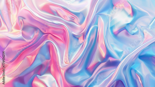 3D iridescent background with pastel pink and blue-AI generated image 