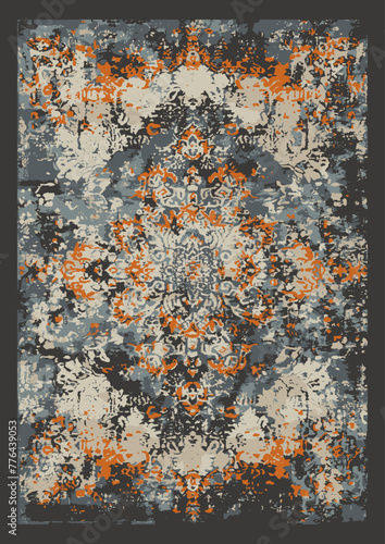 Vintage geometric shabby chic luxury pattern design for carpets, accent rugs, bedding, home decor, bathroom tiles. Contemporary art vector illustration.