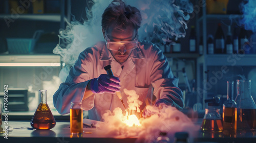 Scientific Breakthrough or Mishap: An Intense Experiment Unfolds in a Chemistry Lab
