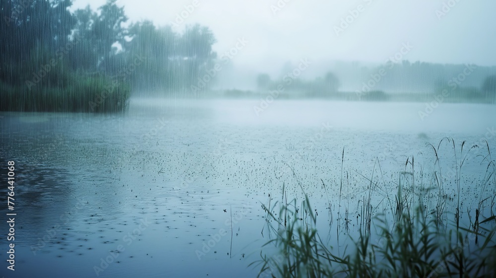 Serene Rain on Tranquil Lake Serene Rain on Tranquil Lake