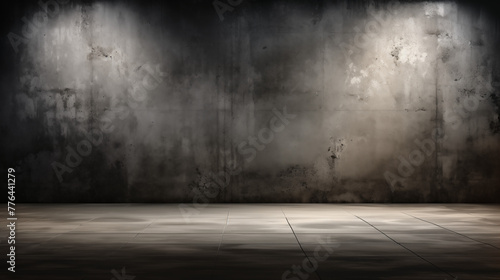 Dramatic Lighting Over Grunge Textured Concrete Wall and Floor