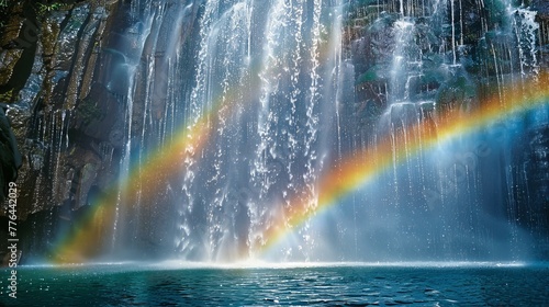 Rainbow Over Waterfall