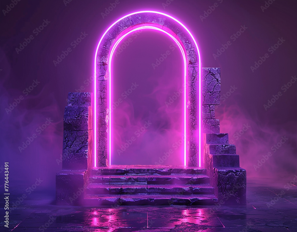3d render, abstract neon background with glowing-AI generated image
